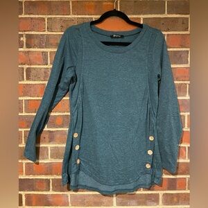Long sleeve nursing top, teal